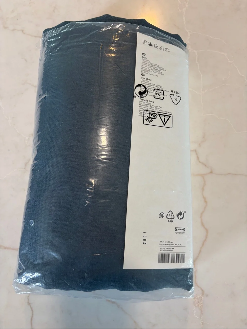 IKEA PUDERVIVA Twin Duvet Cover Set - Dark Teal Blue